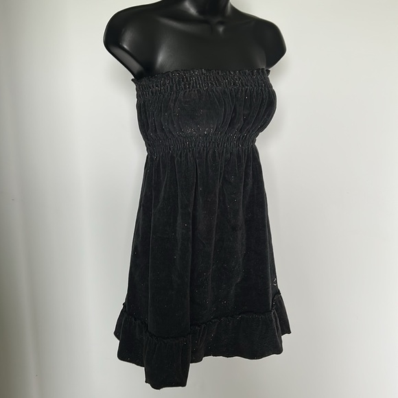OCEAN PACIFIC Black Metallic Swim Coverup Dress Womens Size XS Strapless - Picture 4 of 11